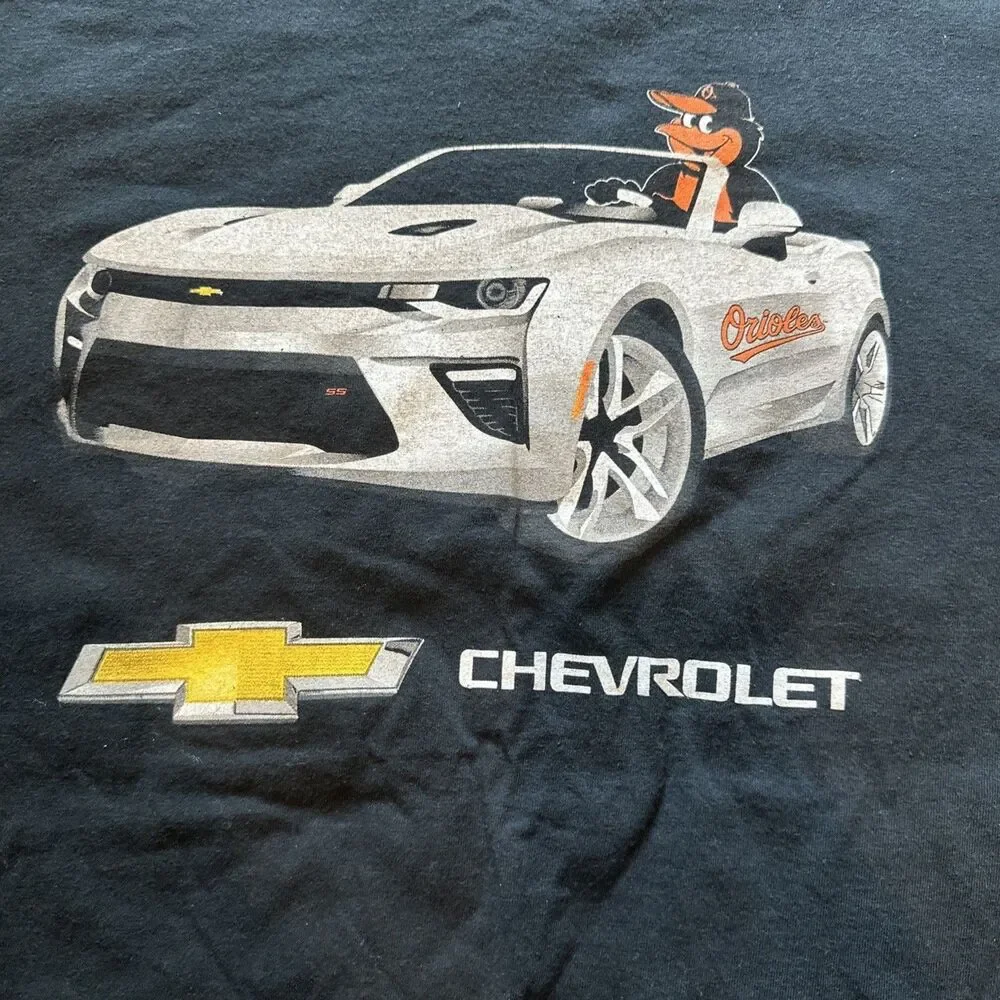 Baltimore Orioles SGA Chevrolet Co-Brand Tshirt Camaro XL BLACK Stadium Giveaway - Picture 6 of 8